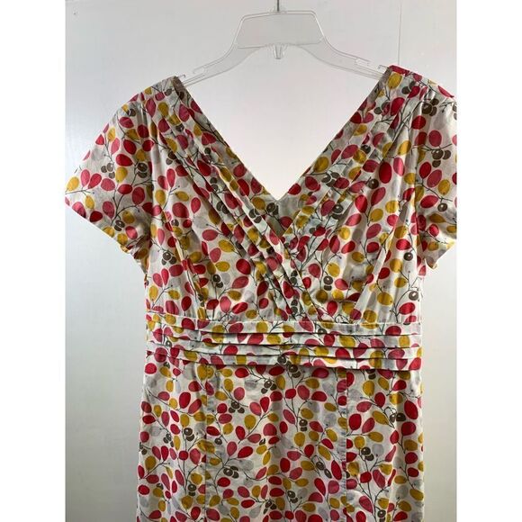Boden Floral V Neck Cap Sleeves Dress Size 8L - Picture 3 of 10